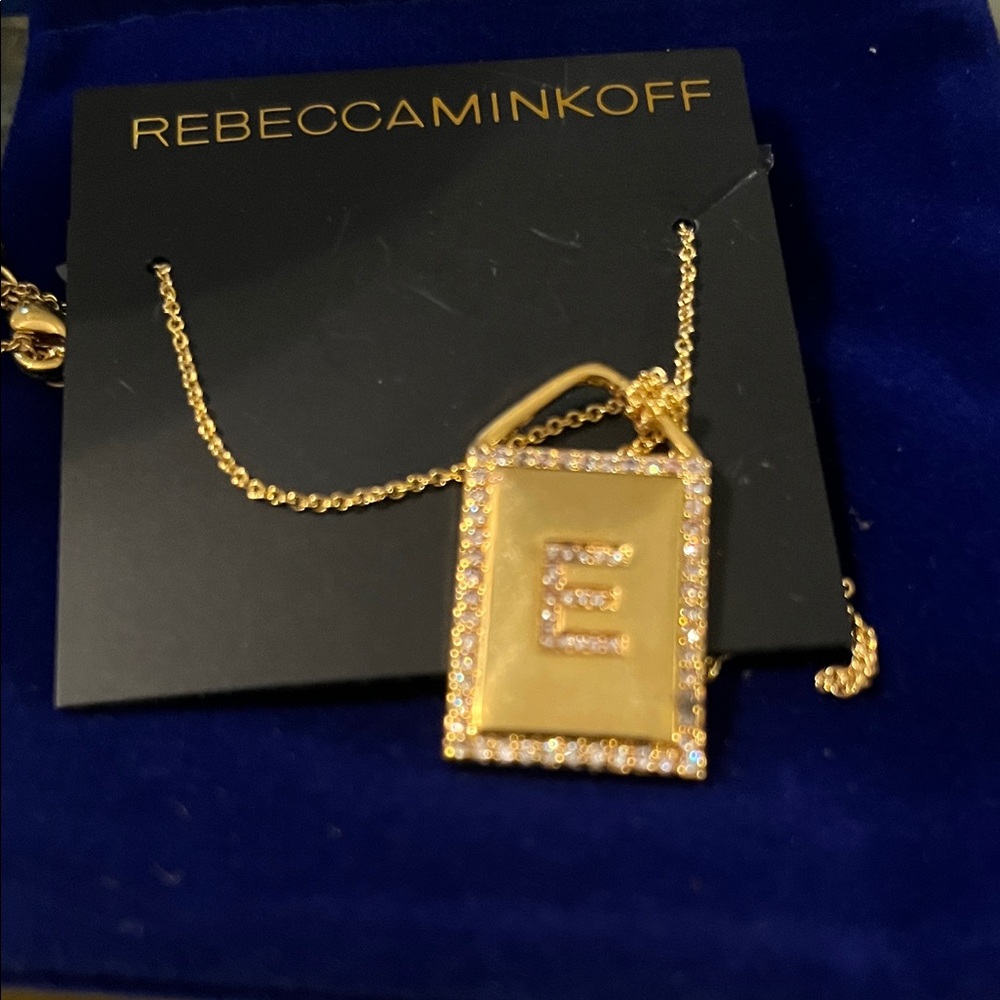 Rebecca Minkoff Gold and Crystal Pendant Necklace